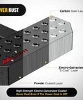 Diagram of 2-Inch Hitch Step With 11.9 Inch Textured Anti Slip Bar And Rear Bumper Guard layers: carbon, e-coat, powder coat.