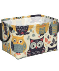 Rock Solid Rectangular Storage Basket With Handles For Shelf Organization Hella Durable Waterproof Oxford Cloth Dope Cartoon Owl Design, 15x9.8x9.8in.