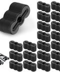 20 Pack Black Drawer Stoppers And Slide Bumpers Rubber End Stops arranged with metal drawer slides
