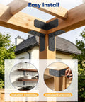 Beefy Heavy Duty L Brackets 5x5x2.5 Inches 300 Lb Per Bracket Black 4 Pack For Shelves Or Workbenches Built From 4mm Carbon Steel With 8x Bend Resistance Compared To 2mm Brackets Ideal Garage Storage installed on wood beam