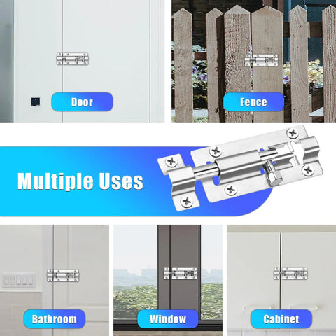 Rock Solid 2 Pack Slide Locks For Interior Doors Premium Stainless Steel Barrel Bolt Latch With 12 Heavy Duty Screws Lock Down Your Private Space With These Tight Indoor Door Fasteners That Secure The Lockdown You Need For Total Peace Of Mind Every
