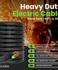 100ft 18/3 SJOOW Portable Cord Flexible 18 AWG 3 Conductor Power Wire 300V Bulk Electrical Cable For DIY Projects And Small Tools Portable Lights Battery Chargers Control Wiring, heavy duty electric cable displayed with insulation layers and temperature range.