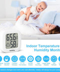 2 Pack Indoor Thermometer And Humidity Gauge Digital Hygrometer For Home Office Greenhouse Reptile Humidors Cellar And More Top Notch Accuracy Temperature Humidity Monitor With Comfort Level Indicator, white LCD display