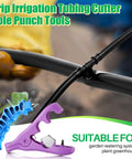 Two In One Drip Irrigation Hole Punch And Tubing Cutter For One Quarter Inch Fittings Ultra Handy Garden Repair Tool displayed on grass