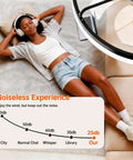Sleek 20 Inch Flush Mount Ceiling Fan With Integrated Ambient Lighting And Smartphone App Controls Offering Six Gentle Airspeeds Reversible Motor And Foolproof Hook Up For Awesome Living Room Vibes in quiet setting with user relaxing.