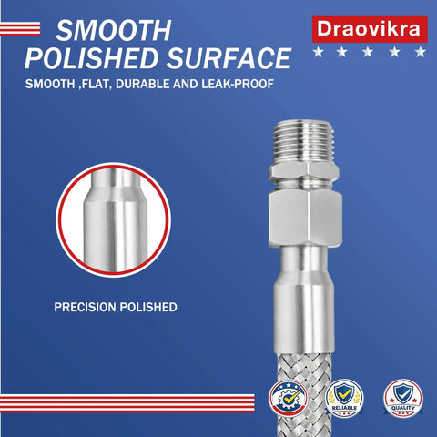 3/8 Inch Stainless Steel Flex Hose Npt Male Jumper 40 Inch Long For Air Compressors with polished surface and leak-proof design.