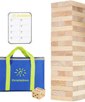 Giant Wooden Tumbling Tower 5.3 Feet Tall With 60 Premium Pieces Total Blast Outdoor Stacking Game set with blocks, bag and dice.