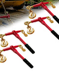 Heavy Duty Ratchet Chain Binders 3/8 To 1/2 Inch, 4 Pack With Clevis Hooks, 9,200 Lbs Working Load shown with G43 chains