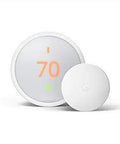 Nest Thermostat E Bundle With Temperature Sensor For Smart Home Comfort And No Fuss Energy Savings, White Finish Display