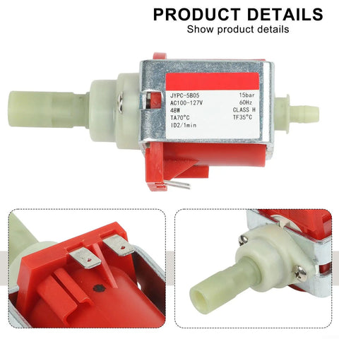 Dope Espresso Machine Solenoid Valve Water Transfer Unit For 110V Coffee Makers, 700 CC Per Min Flow, Hot Water Dispenser Accessory, Durable Metal Housing, Heat Ready Design, Fits Most Home Espresso Systems; 110V metal valve with hose ports