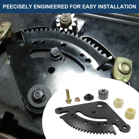 Professional Grade Steering Sector Pinion Gear Rebuild Kit For LA And D Series Lawn Tractors, showing precision molded teeth and installation parts.