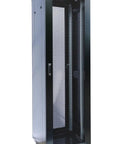 Top Tier Rock Solid 42U Rack Mount Network Server Cabinet With Lockable Front And Rear Doors Smooth Roll Caster Wheels Heavy Duty 3000 Lb Capacity Adjustable Mounting Rails Black Finish
