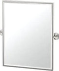 Marina Satin Nickel Framed Small Rectangle Mirror With Concealed Hardware 25 Inches High Sleek Modern Wall Mount Accent close-up