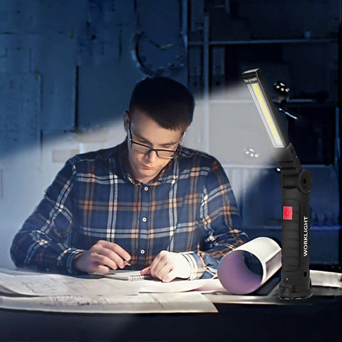 Rechargeable LED Work Light With Magnetic Base And Hanging Hook 360 Degree Rotation used for studying at a desk