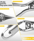 Stainless Steel Handheld Oyster Shucking Kit with Pro Grade Shucker featuring steel teeth and soda bottle opener