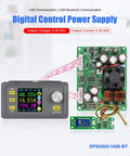 Digital display of 6 To 60V To 0 To 50V 20A DC Buck Converter Module With Voltmeter And USB Bluetooth Case Included.