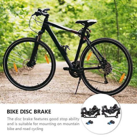 Heavy Duty Aluminum Alloy Disc Brake Caliper Pair With Badass Stopping Power For Trail Blazing And City Cruising Snappy Install And Dependable Hand Grip on a mountain bike.