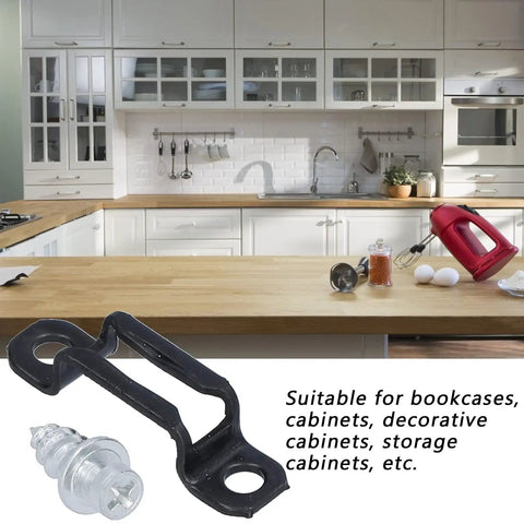 Rock Solid 2 In 1 Concealed Cabinet Connectors And Invisible Screw Fasteners Cold Rolled Steel Slide Buckles on kitchen countertop.