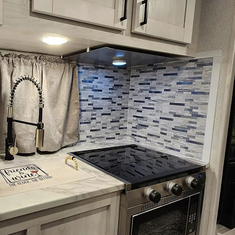 Ten Sheets Peel And Stick No Mess Install Backsplash Subway Tile For Kitchen Fireplace And Bathroom Stone Look Marble Gray Blue