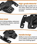 Black Table Leaf Latch Lock Hardware Kit With Mounting Screws For Folding Dining Tables Easy Peasy Install Straight Up Secure Connector, close-up showing handle design and high-grade material.
