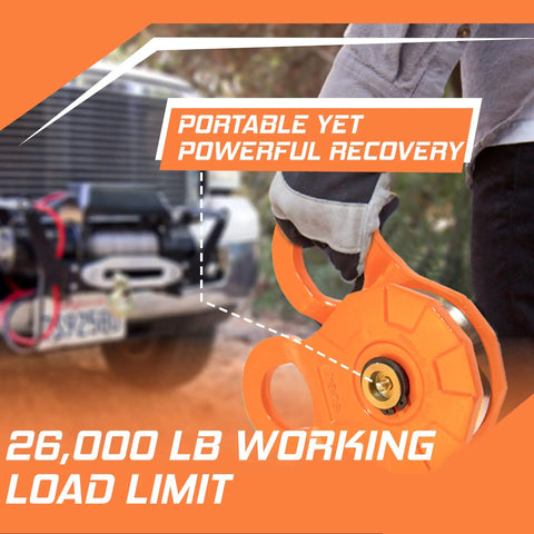 Heavy Duty Snatch Block 12 Ton Recovery Pulley For Off Road Winches Works With Synthetic Rope Or Steel Cable Grease Fitting 24T Breaking Strength Ideal For Jeep Truck UTV ATV Recovery Gear in use