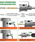 Carbide Hole Saw Kit For Metal 17 Piece Set 9/16 To 2 1/8 Inches With Tungsten Carbide HSS Step Drill Bit installation guide.