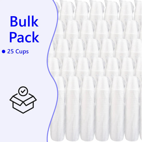 No Nonsense Heavy Duty 20 Oz Styrofoam Cups 25 Pack Disposable Foam Beverage Containers Insulated White coffee mug bulk pack.