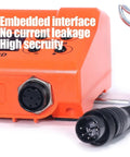Close-up of Dual LCD Soldering Station All In One Pro Grade Hot Air Rework Tool with connector and safety interface visible