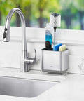 Real Handy Stainless Steel Sink Caddy Keeps Sponges And Brushes Neat And Within Reach With Ventilated Divider And Drip Tray