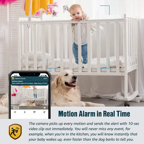 1080P Wireless Indoor Security Camera With Pan Tilt Zoom For Home Nanny Cam Use To Monitor Pets Babies And Seniors in nursery