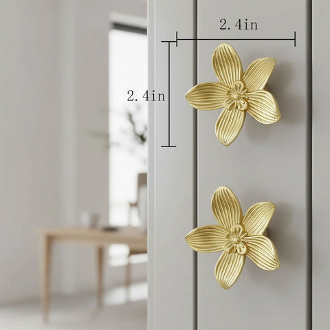 2 Pack Gold Flower Drawer Knobs For Cabinets And Furniture Dope Brushed Gold Finish Vintage Vanity Knobs Decorative Hardware