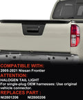 Nissan Frontier Tail Lights With Bulbs Left And Right Direct Replacement 2005 2021 Plug And Play Rear Lamps installed on truck bed