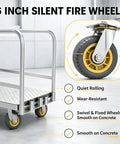 Heavy Duty Steel Platform Hand Truck With 1200 Lbs Capacity Detachable Handle Flatbed Dolly Cart 6 Inch Silent Wheels 2 Swivel 2 Fixed Casters Industrial Warehouse Trolley For Garage Factory And Shop Use 90cm By 60cm, wheel detail
