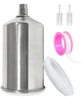 Heavy Duty Polished Aluminum Gravity Feed Spray Gun Paint Cup With One Thousand Milliliter Reservoir and M16 Thread components laid out