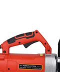14 Inch Electric Circular Saw Runs Full Blast With A 3000W Motor Delivering 4200 RPM To Shred Concrete Granite Tile And Brick Effortlessly In Wet Or Dry Mode For Hardcore Builders handle close-up showcasing ergonomic design.