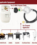 Two Foot Propane Hose With Regulator And Gauge, Universal Gas Grill Regulator With Three Eighths Inch Female Flare, Fits Weber Blackstone 28 36 Griddles Char Broil Nexgrill Camp Stoves And Fire Pits Easy Hook Up 2 Ft