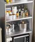 Tough As Nails Heavy Duty Stainless Steel Shelving Rack Featuring Rustproof Construction And Slick Metal Storage Organizer For Commercial Kitchen Warehouse Or Garage Setup with pots and pantry items.