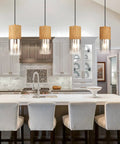 Kitchen with Adjustable Pendant Light Fixture In Frosted Gold Glass, Modern Farmhouse Chandelier With Four E26 Bulbs For Kitchen Island