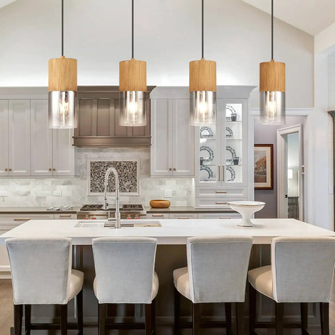 Kitchen with Adjustable Pendant Light Fixture In Frosted Gold Glass, Modern Farmhouse Chandelier With Four E26 Bulbs For Kitchen Island