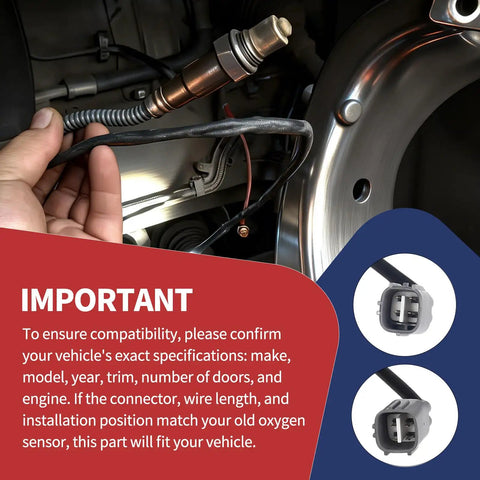 Upstream And Downstream O2 Oxygen Sensor Kit For Toyota Camry 2.5L 2012 Through 2017, showing threaded design and compatibility information.
