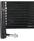 Heavy Duty Transmission Oil Cooler For Santa Fe That Handles 2 4L And 3 5L Engines In 2001 To 2006 Models Without Frying The Gearbox Or Burning Out Your Clutch Assembly With Ease., black metal finned oil cooler with inlet fitting