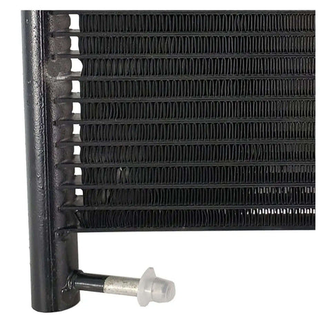 Heavy Duty Transmission Oil Cooler For Santa Fe That Handles 2 4L And 3 5L Engines In 2001 To 2006 Models Without Frying The Gearbox Or Burning Out Your Clutch Assembly With Ease., black metal finned oil cooler with inlet fitting