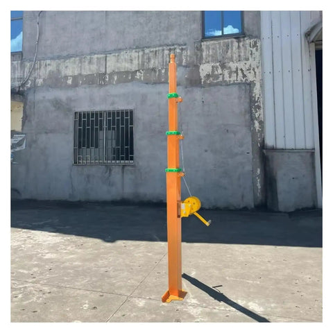 Heavy Duty 6 Meter Square Steel Telescopic Mast Boasting Smooth Manual Hand Crank Action For No Sweat Setup and Bulletproof Stability, standing upright.