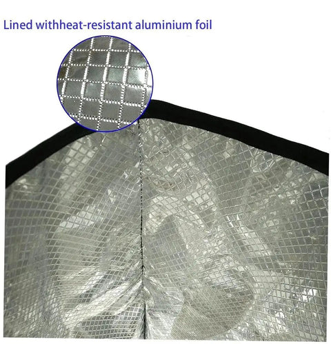Close-up of Waterproof Dust Cover for Coffee Makers Protects Keurig K Classic and K Compact, lined with aluminum foil.