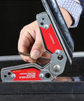 Lockdown Magnetic Welding Jig With Slip Proof Zero Play Adjustment From 20 To 200 Degrees Angle Positioner with wrench in hand.