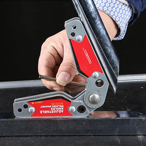 Lockdown Magnetic Welding Jig With Slip Proof Zero Play Adjustment From 20 To 200 Degrees Angle Positioner with wrench in hand.