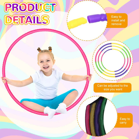 Child playing with Eight Color Hoop Exercise Rings Set Detachable Adjustable Plastic Rings For Gymnastics And Dog Agility Training.