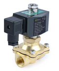 Half Inch Brass Solenoid Valve, Normally Open, 110 to 120V AC, 145 PSI Electric Valve For Water Air Diesel, Half Inch NPT Thread, brass build