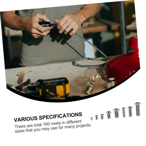 Shop Grade 304 Stainless Steel Solid Rivets Kit Includes 160 Tough Round Head Fasteners With Knurled Shanks for various project uses.