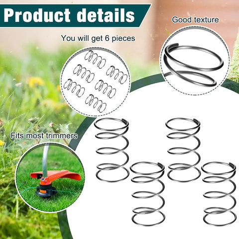 Six Pack Trimmer Replacement Springs For 29550 Model Weed Eater Outdoor Lawn Tools Durable Steel Spare Parts Compatible With 678749001 Ideal For Quick Repairs And Extra Replacement Keeps Your Trimmer Running Smooth